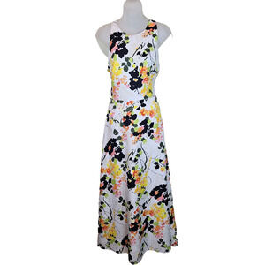 Banana Republic Floral Maxi Dress Sleeveless Silky Garden Party Long Art Size 6